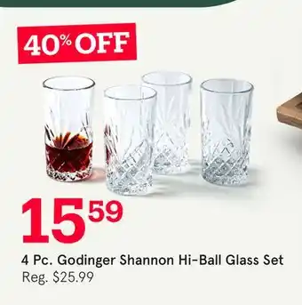 Kitchen Stuff Plus GODINGER SHANNON HI-BALL GLASS SET/4 325 ML / 11 OZ. CLEAR offer