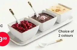 Kitchen Stuff Plus KSP XMAS GLEAM PORCELAIN BOWLS W/TRAY+SPOONS SET/7 WHITE/GOLD offer