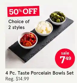 Kitchen Stuff Plus KSP TASTE PORCELAIN BOWLS W/SLATE TRAY SET/4 30CM X 10CM WHITE offer