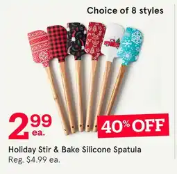 Kitchen Stuff Plus KSP XMAS HOLIDAY STIR & BAKE SILICONE SPATULA W/WOOD HANDLE PLAID 33 CM offer
