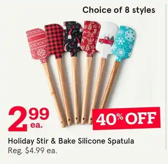 Kitchen Stuff Plus KSP XMAS HOLIDAY STIR & BAKE SILICONE SPATULA W/WOOD HANDLE PLAID 33 CM offer