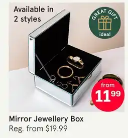 Kitchen Stuff Plus KSP MIRROR JEWELLERY BOX SPARKLE MIRROR 21 X 16 X 8.5 CM SILVER offer