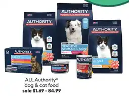 Petsmart ALL Authority dog & cat food offer