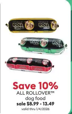 Petsmart Save 10% ALL ROLLOVER dog food offer