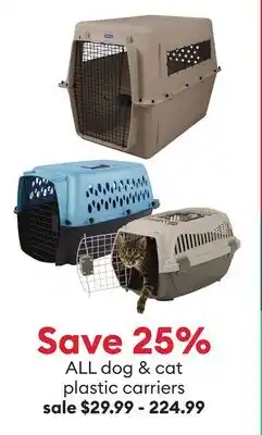 Petsmart ALL dog & cat plastic carriers offer