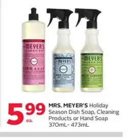 Rexall MRS. MEYER'S Holiday Season Dish Soap, Cleaning Products or Hand Soap offer