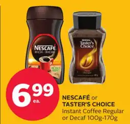 Rexall NESCAFÉ or TASTER'S CHOICE Instant Coffee Regular or Decaf 100g-170g offer