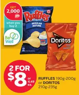 Rexall RUFFLES 190g-200g or DORITOS 210g-235g offer