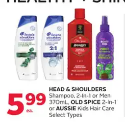 Rexall HEAD & SHOULDERS Shampoo, 2-In-1 or Men 370mL, OLD SPICE 2-In-1 or AUSSIE Kids Hair Care offer