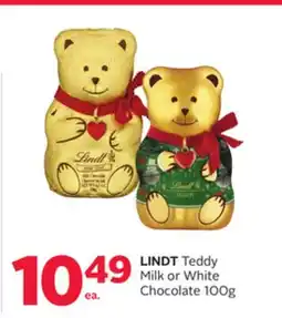 Rexall LINDT Teddy Milk or White Chocolate offer
