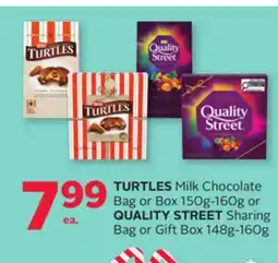 Rexall TURTLES Milk Chocolate Bag or Box 150g-160g or QUALITY STREET Sharing Bag or Gift Box 148g-160g offer
