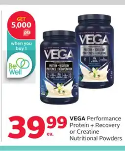 Rexall VEGA Performance Protein + Recovery or Creatine Nutritional Powders offer