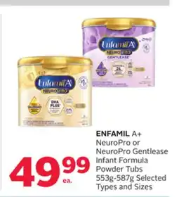 Rexall ENFAMIL A + NeuroPro or NeuroPro Gentlease Infant Formula Powder Tubs 553g-587g offer