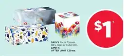 Rexall SAVVY Facial Tissues 88's-126's or Cube 60's offer