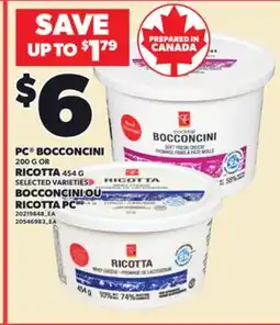 Independent City Market PC BOCCONCINI, 200 G OR RICOTTA, 454 G offer