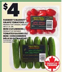Independent City Market FARMER'S MARKET GRAPE TOMATOES, 283 G MINI CUCUMBERS, 6'S offer