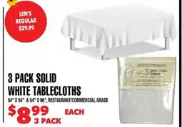 Len's Mill Stores 3 PACK SOLID WHITE TABLECLOTHS offer