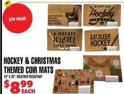 Len's Mill Stores HOCKEY & CHRISTMAS THEMED COIR MATS offer