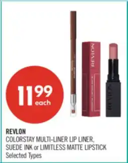 Shoppers Drug Mart REVLON COLORSTAY MULTI-LINER LIP LINER, SUEDE INK or LIMITLESS MATTE LIPSTICK offer