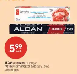 Shoppers Drug Mart ALCAN ALUMINUM FOIL (50') or PC HEAVY DUTY FREEZER BAGS (10's - 38's) offer
