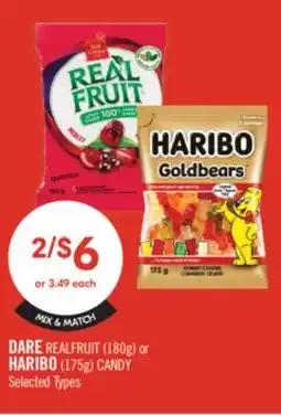 Shoppers Drug Mart DARE REALFRUIT (180g) or HARIBO (175g) CANDY offer