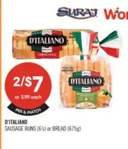 Shoppers Drug Mart D'ITALIANO SAUSAGE BUNS (6's) or BREAD (675g) offer
