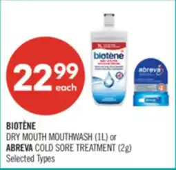 Shoppers Drug Mart BIOTÈNE DRY MOUTH MOUTHWASH (1L) or ABREVA COLD SORE TREATMENT (2g) offer