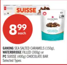 Shoppers Drug Mart GANONG SEA SALTED CARAMELS (150g), WATERBRIDGE FILLED (300g) or PC SUISSE (400g) CHOCOLATE BAR offer