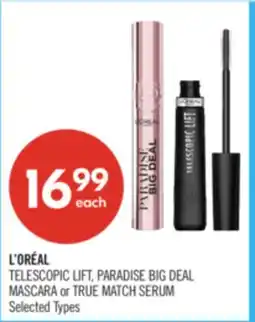 Shoppers Drug Mart L'ORÉAL TELESCOPIC LIFT, PARADISE BIG DEAL MASCARA or TRUE MATCH SERUM offer
