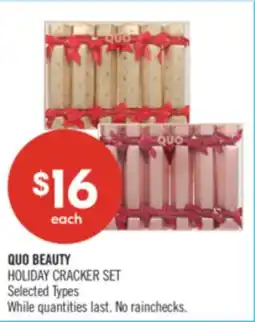 Shoppers Drug Mart QUO BEAUTY HOLIDAY CRACKER SET offer