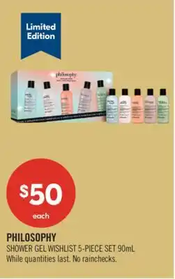 Shoppers Drug Mart PHILOSOPHY SHOWER GEL WISHLIST 5-PIECE SET offer