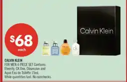 Shoppers Drug Mart CALVIN KLEIN FOR MEN 4-PIECE SET Contains: Eternity, CK One, Obsession and Aqua Eau de Toilette 15mL offer