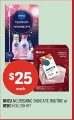 Shoppers Drug Mart NIVEA NOURISHING SKINCARE ROUTINE or HERO HOLIDAY KIT offer