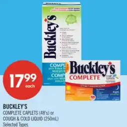 Shoppers Drug Mart BUCKLEY'S COMPLETE CAPLETS (48's) or COUGH & COLD LIQUID (250mL) offer