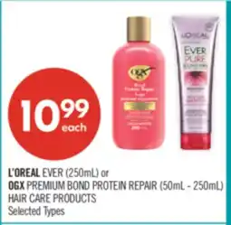 Shoppers Drug Mart L'OREAL EVER (250mL) or OGX PREMIUM BOND PROTEIN REPAIR (50mL - 250mL) HAIR CARE PRODUCTS offer