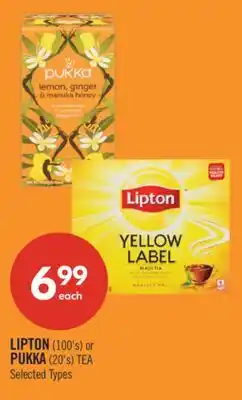 Shoppers Drug Mart LIPTON (100's) or PUKKA (20's) TEA offer
