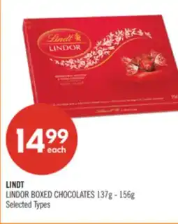 Shoppers Drug Mart LINDT LINDOR BOXED CHOCOLATES 137g - 156g offer