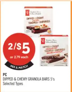 Shoppers Drug Mart PC DIPPED & CHEWY GRANOLA BARS 5's offer