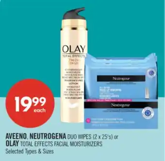 Shoppers Drug Mart AVEENO, NEUTROGENA DUO WIPES (2×25's) or OLAY TOTAL EFFECTS FACIAL MOISTURIZERS offer