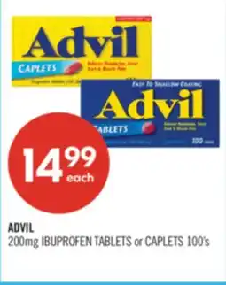 Shoppers Drug Mart ADVIL 200mg IBUPROFEN TABLETS or CAPLETS 100's offer