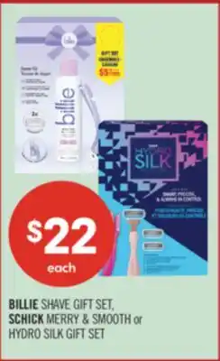 Shoppers Drug Mart BILLIE SHAVE GIFT SET, SCHICK MERRY & SMOOTH or HYDRO SILK GIFT SET offer
