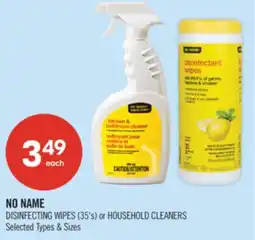 Shoppers Drug Mart NO NAME DISINFECTING WIPES (35's) or HOUSEHOLD CLEANERS offer