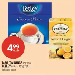 Shoppers Drug Mart TAZO, TWININGS (20's) or TETLEY (40's - 72's) TEA offer