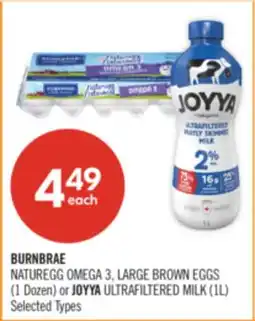 Shoppers Drug Mart BURNBRAE NATUREGG OMEGA 3, LARGE BROWN EGGS (1 Dozen) or JOYYA ULTRAFILTERED MILK (1L) offer