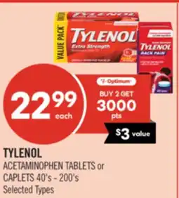 Shoppers Drug Mart TYLENOL ACETAMINOPHEN TABLETS or CAPLETS offer