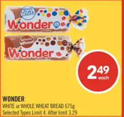 Shoppers Drug Mart WONDER WHITE or WHOLE WHEAT BREAD 675g offer