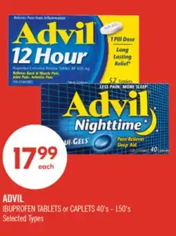 Shoppers Drug Mart ADVIL IBUPROFEN TABLETS or CAPLETS 40's - 150's offer