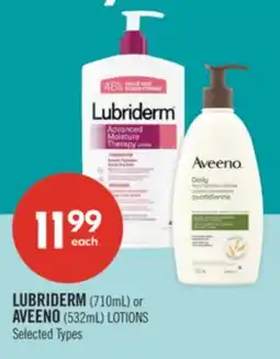 Shoppers Drug Mart LUBRIDERM (710mL) or AVEENO (532mL) LOTIONS offer