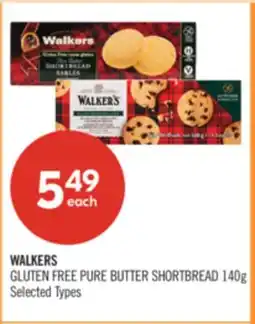 Shoppers Drug Mart WALKERS GLUTEN FREE PURE BUTTER SHORTBREAD 140g offer