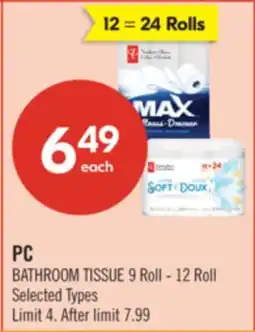 Shoppers Drug Mart PC BATHROOM TISSUE offer